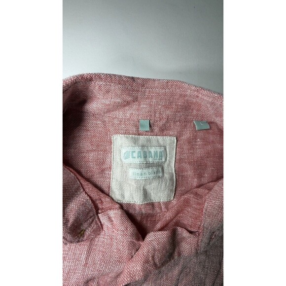 Cabana Shirt 100% Linen Button Down Size Large Men's Pink Short Sleeve - Picture 4 of 8